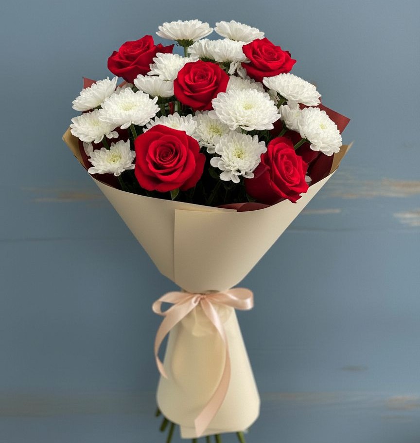 Букет цветов из: Розы и Хризантемы в Бессоновке