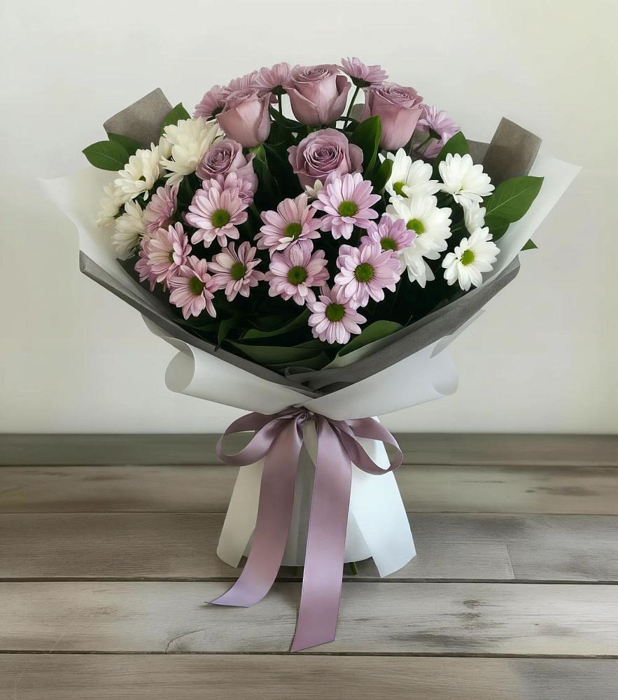 Букет цветов из: Хризантемы и Розы в Бессоновке