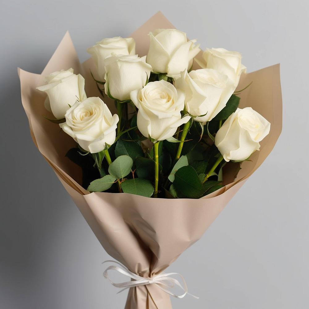 Букет 9 Белых роз Эдлесс Лав в Бессоновке