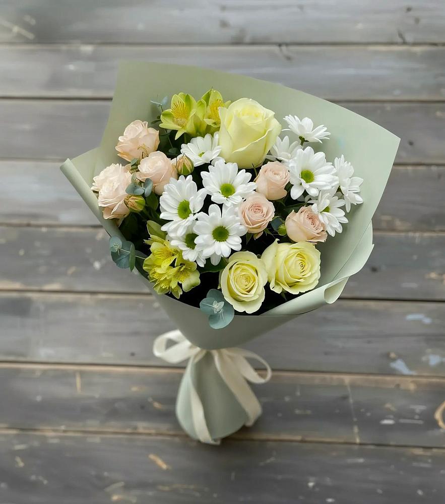 Букет цветов из: Альстромерии, Розы и Хризантемы в Бессоновке