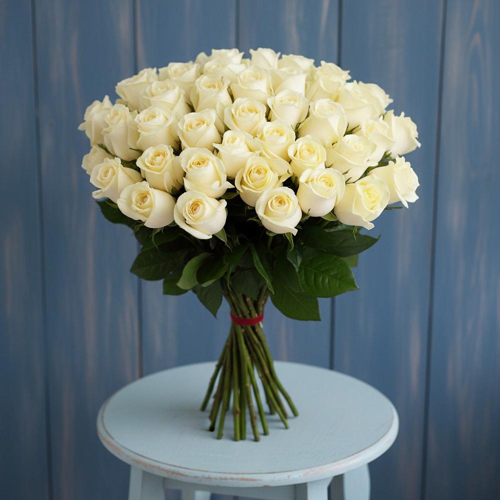Букет 51 Белая роза Эдлесс Лав в Бессоновке