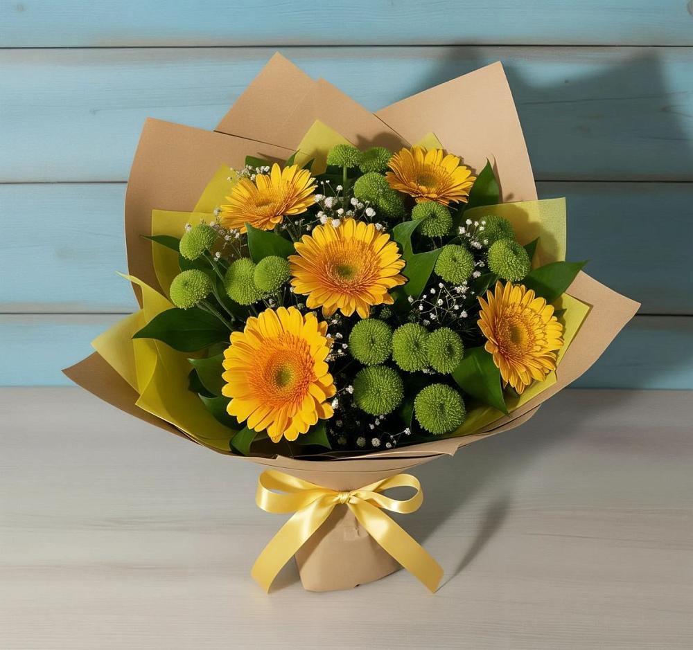 Букет цветов из: Герберы и Хризантемы в Бессоновке