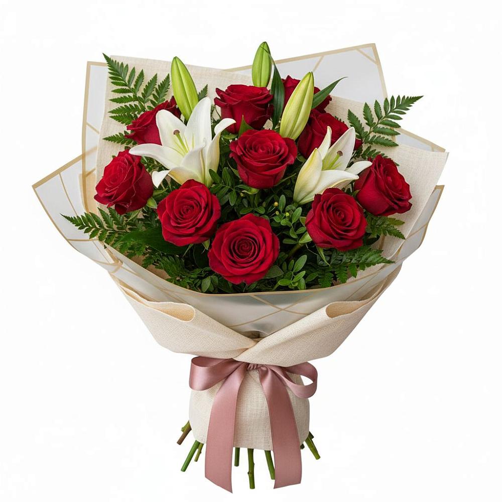 Букет цветов из: Лилии и Розы в Бессоновке