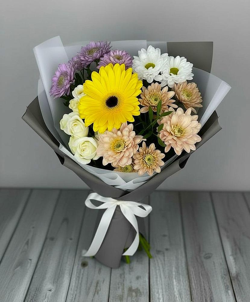 Букет цветов из: Розы, Герберы и Хризантемы в Бессоновке