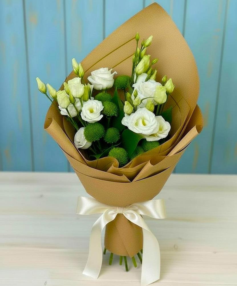 Букет цветов из: Хризантемы и Лизиантусы в Бессоновке