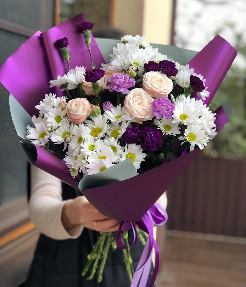 Букет цветов из: Хризантемы, Гвоздики и Розы в Бессоновке