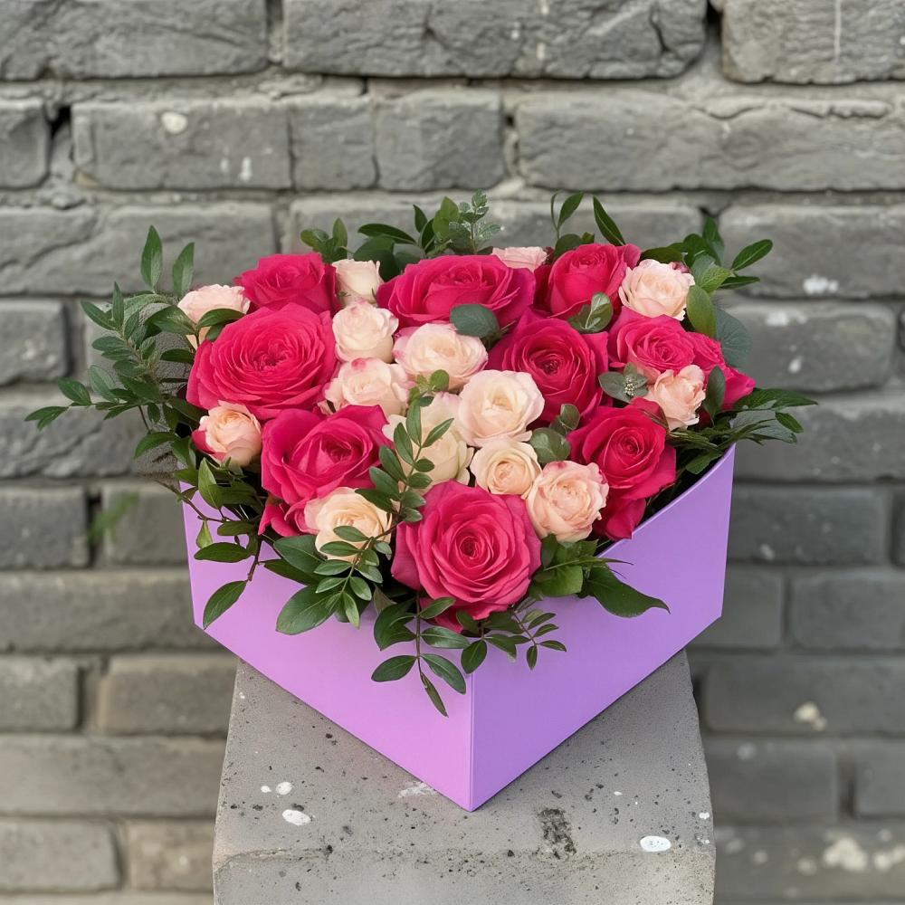 Цветочная композиция из Розы в коробке в Бессоновке