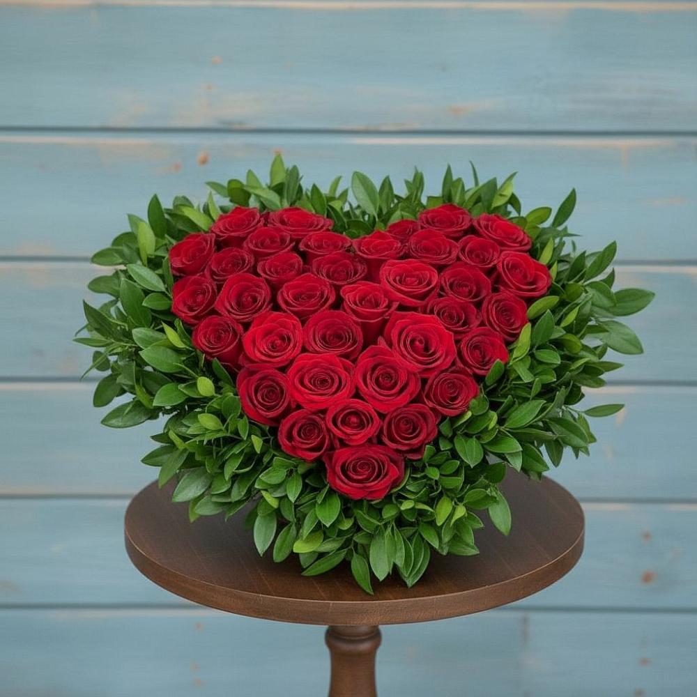 Цветочная композиция из Розы в виде сердца в Бессоновке