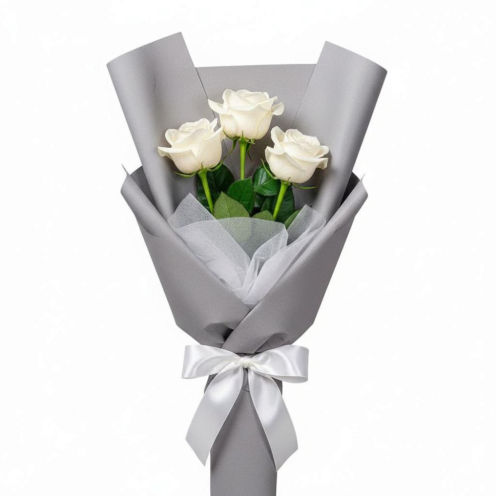 Букет 3 белые розы в Бессоновке