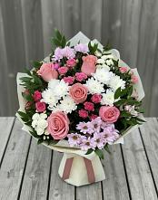 Букет цветов из:  Альстромерии, Гвоздики, Розы и Хризантемы в Бессоновке