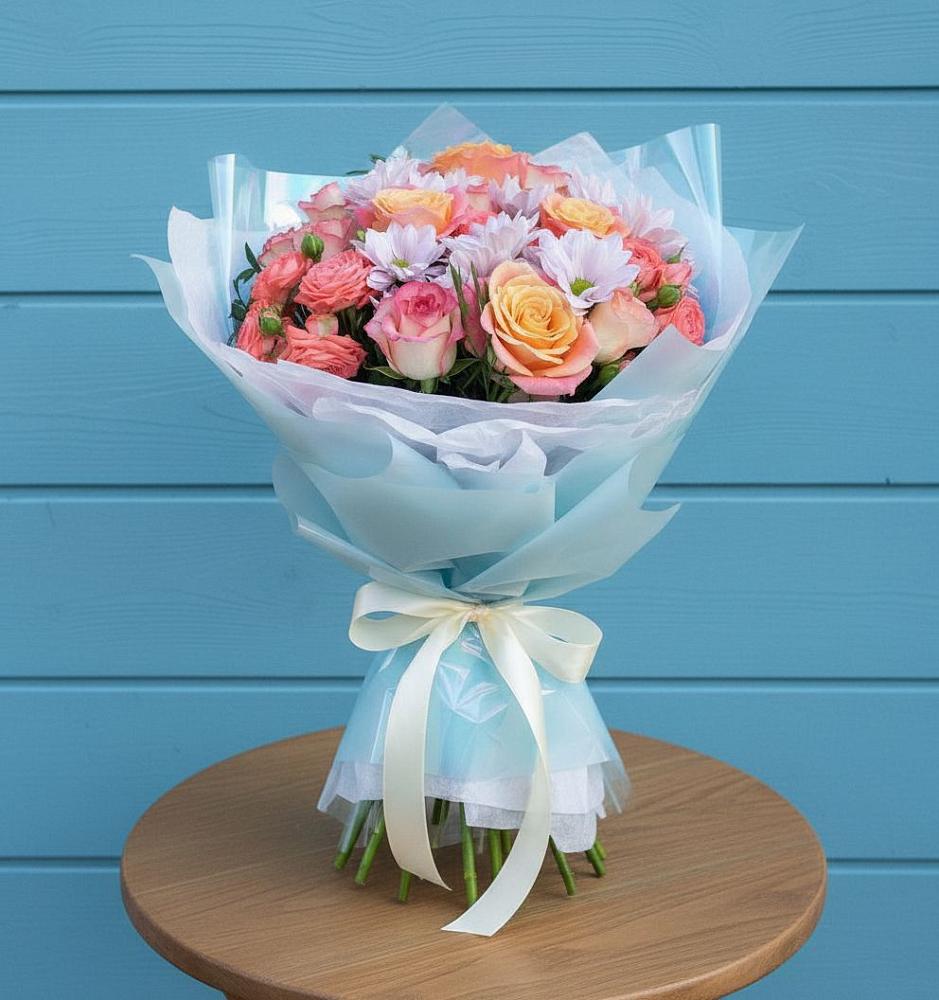 Букет цветов из: Хризантемы и Розы в Бессоновке