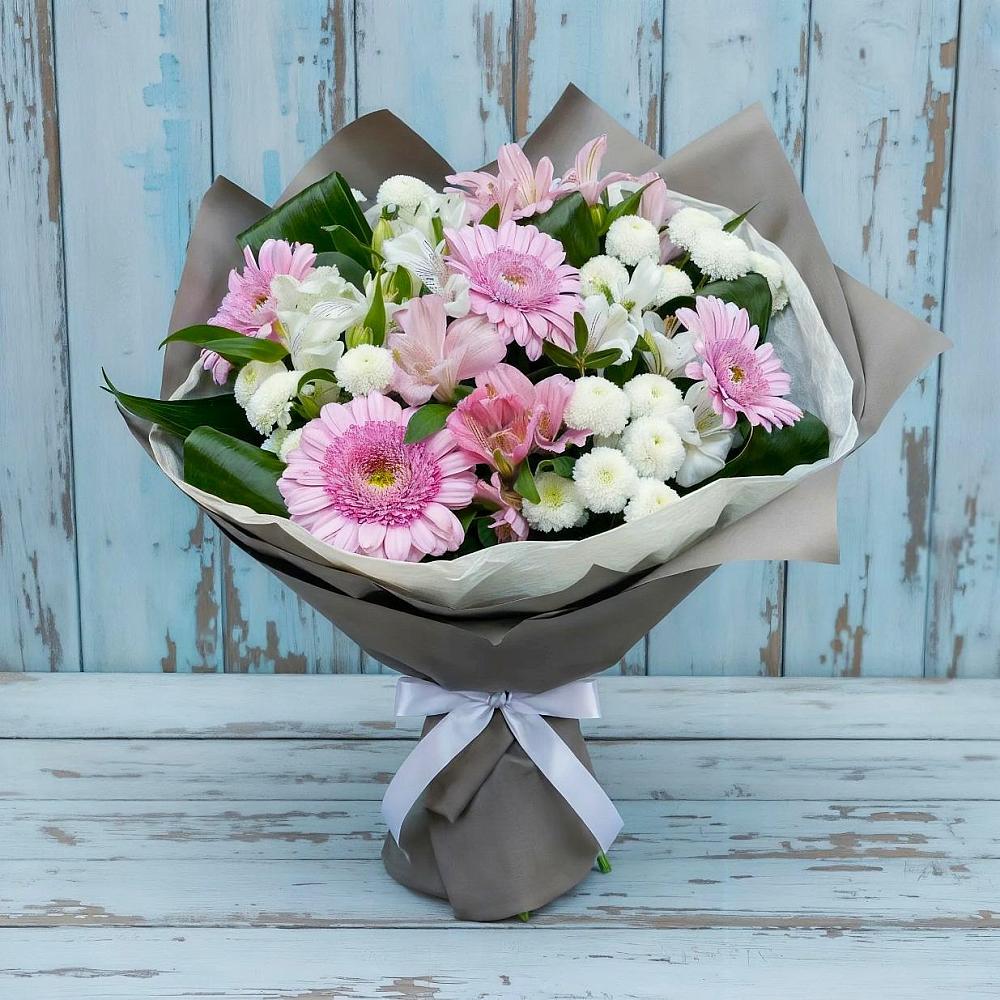 Букет цветов из: Герберы, Альстромерии и Хризантемы в Бессоновке
