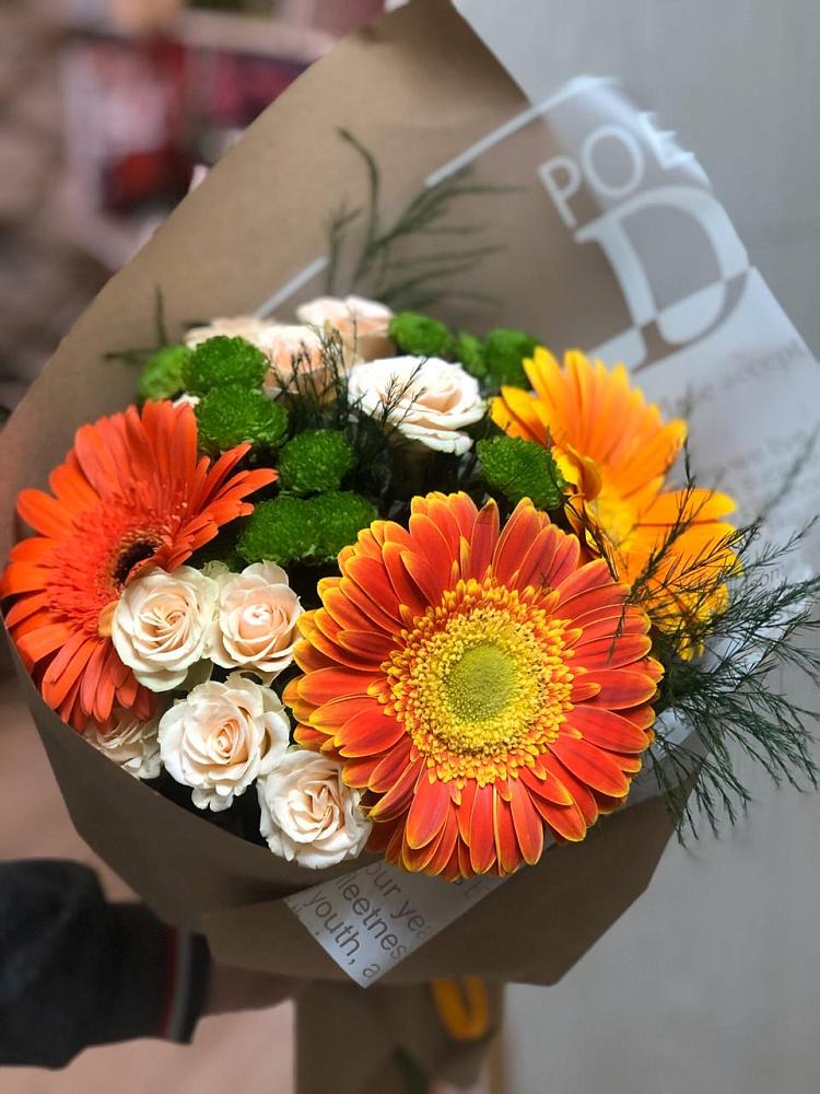 Букет цветов из: Герберы, Хризантемы и Розы в Бессоновке
